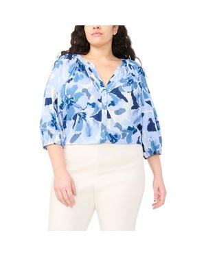Halogen® Floral Raglan Balloon Sleeve Top - Blue