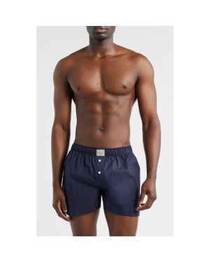Comme Si Gender Inclusive La Boxer Classica Cotton Poplin Boxers - Blue