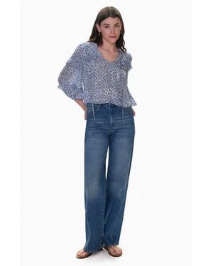 Rebecca Taylor Charlotte Print Mix Blouse - Blue