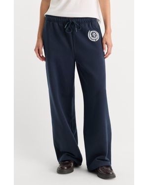 GOOD AMERICAN The Brushed Fleece Wide Leg Sweatpants - Blue