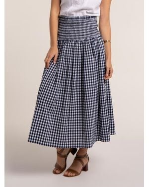 Brakeburn Teresa Gingham Midi Skirt - Blue