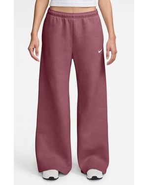 Nike Studio Fleece Wide Leg Sweatpants - Red