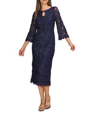 JS Collections Perla Soutache Sheath Dress - Blue