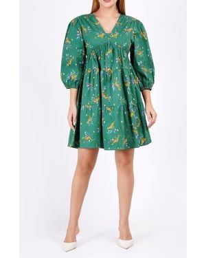 Leota Zariah Empire Waist Mini Dress - Green