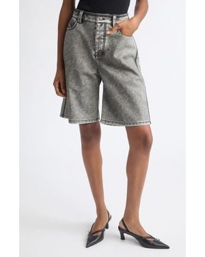 DIESEL P-Arlor Faux Leather Bermuda Shorts - Gray