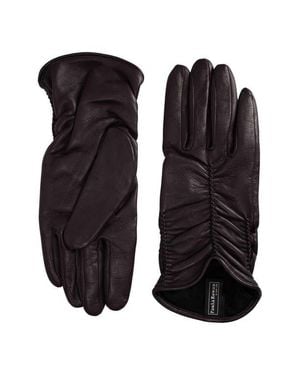 Paula Rowan Renee Ruched Leather Gloves - Black