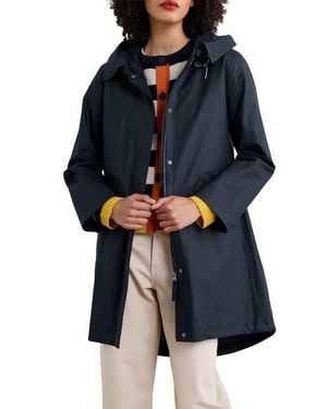 Seasalt Cornwall Seafaring Waterproof Linen & Cotton Hooded Coat - Blue