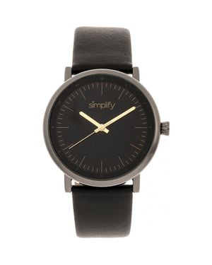 Simplify The 6200 Leather-Strap Watch - Black