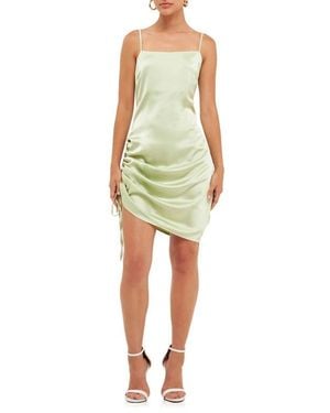 Endless Rose Ruched Satin Minidress - Yellow