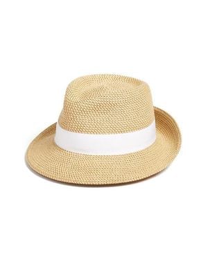 Eric Javits Classic Squishee Straw Packable Fedora Sun Hat - Natural