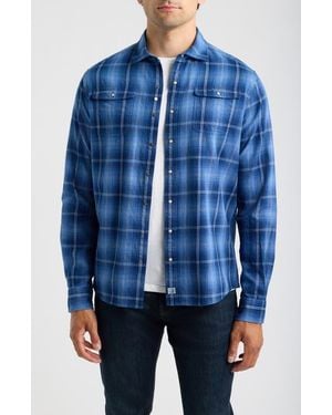 Johnnie-o Snap Plaid Cotton Shirt - Blue