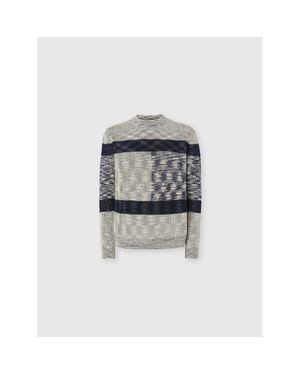 Missoni Crew Neck Sweater With Check Pattern - Multicolor