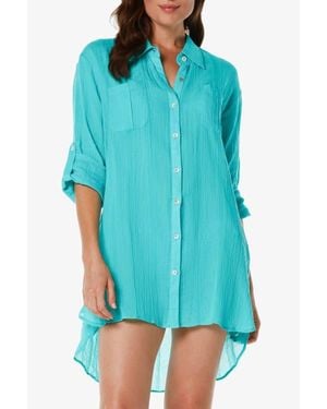 Helen Jon Camp Shirt Cover-Up - Blue