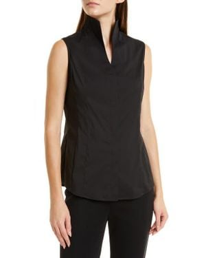 Misook Sleeveless Stand Collar Blouse - Black
