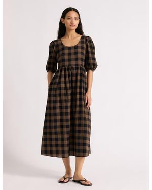 Albaray Large Gingham Iconic Midi Dress - Brown