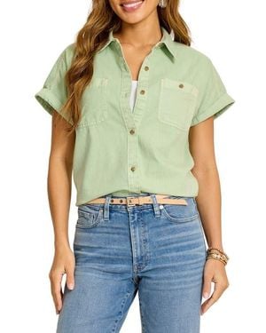 Tommy Bahama Coastal Cotton Twill Short Sleeve Button-Up Shirt - Green