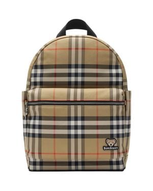 Burberry Check Backpack - Brown
