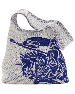 Burberry Small Ekd Crochet Bag - Blue