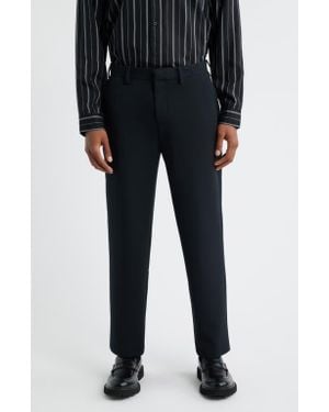 Open Edit Flat Front Tapered Stretch Twill Dress Pants - Black