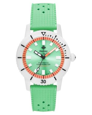 Zodiac Ceramic Compression Diver Automatic Rubber Strap Watch, 41Mm - Green