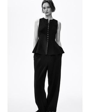 H&M Rib-Knit Peplum Waistcoat - Black