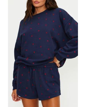 Beach Riot Devyn Embroidered Star Oversize Sweatshirt - Blue