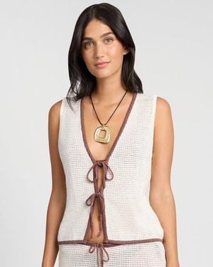 Onia Linen Knit Tie Front Tank Top - Natural