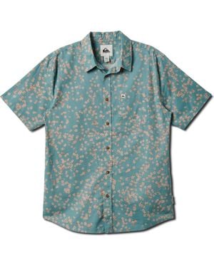 Quiksilver Cosmic Fields Classic Short Sleeve Button-Up Shirt - Blue