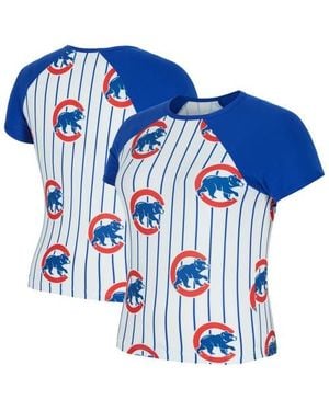 Concepts Sport Chicago Cubs Outbound Pinstripe Raglan T-Shirt - Blue