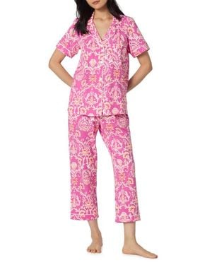 Bedhead Print Stretch Organic Cotton Crop Pajamas - Pink