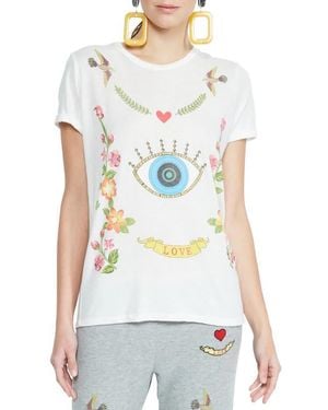 Lauren Moshi Edda Floral Eye Love Top - White