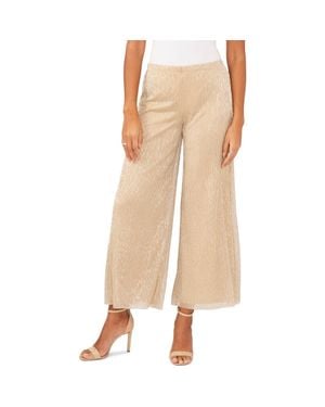 Chaus Metallic Mesh Palazzo Pants - Natural