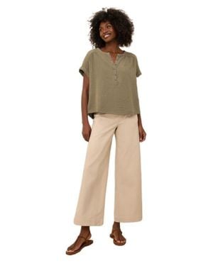 Pact Organic Cotton Coastal Double Gauze Short Sleeve Popover - Brown