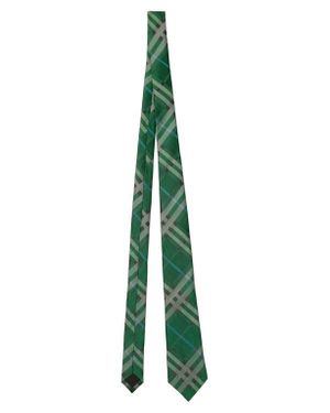 Burberry Check Silk Tie - Green