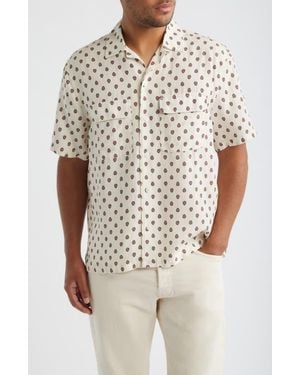 Madewell Short Sleeve Lyocell & Linen Button-Up Shirt - Natural