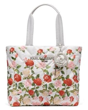 KARL LAGERFELD Voyage Floral Tote - White