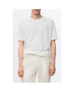 Mango Slim Fit Linen Blend T-Shirt - White