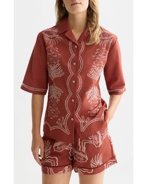 Scotch & Soda Embroidered Cotton & Linen Button-Up Shirt