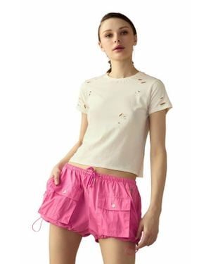 Cynthia Rowley Nylon Cargo Shorts - Pink