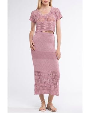 Sunday Saint Tropez Gioca Crochet Cover-Up Maxi Skirt - Pink