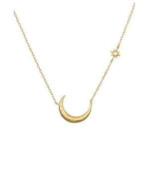Satya Jewelry Ethereal Guide Moonstone Moon And Star Necklace - Metallic