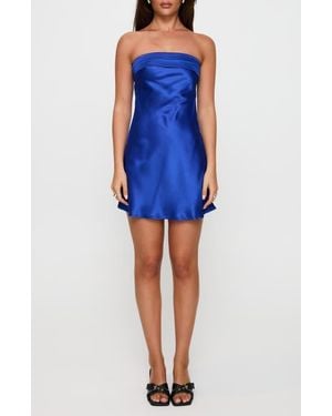 princess polly blue satin dress On Postcards Tie Split Maxi Dress Blue