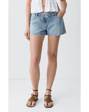 MANGO TEEN Low Waist Mini Jeans Shorts - Blue