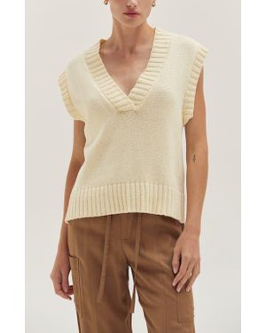 Crescent V-Neck Sweater Vest - Natural