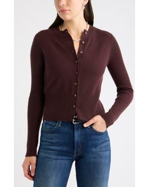 Caslon Wool & Cashmere Blend Cardigan - Brown