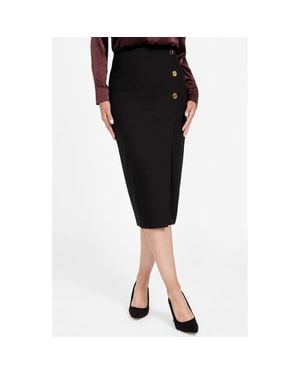 Marciano Dalia Button Detail Midi Skirt - Black