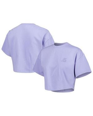 Lusso Los Angeles Lakers Nola Faded Tonal Cropped T-Shirt - Blue