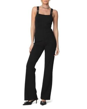 Edikted Bianka Buckle Strap Flare Jumpsuit - Black