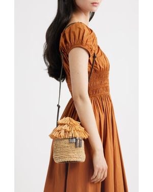 STAUD Tiki Raffia Shoulder Bag - Brown