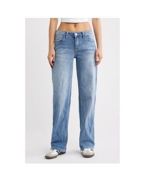 YMI Bella Butterfly Wide Leg Jeans - Blue